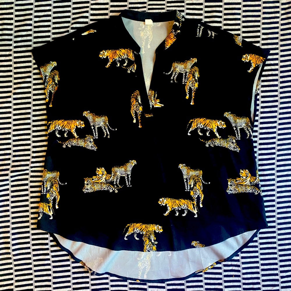 Tiger Cheetah Camp Shirt xl